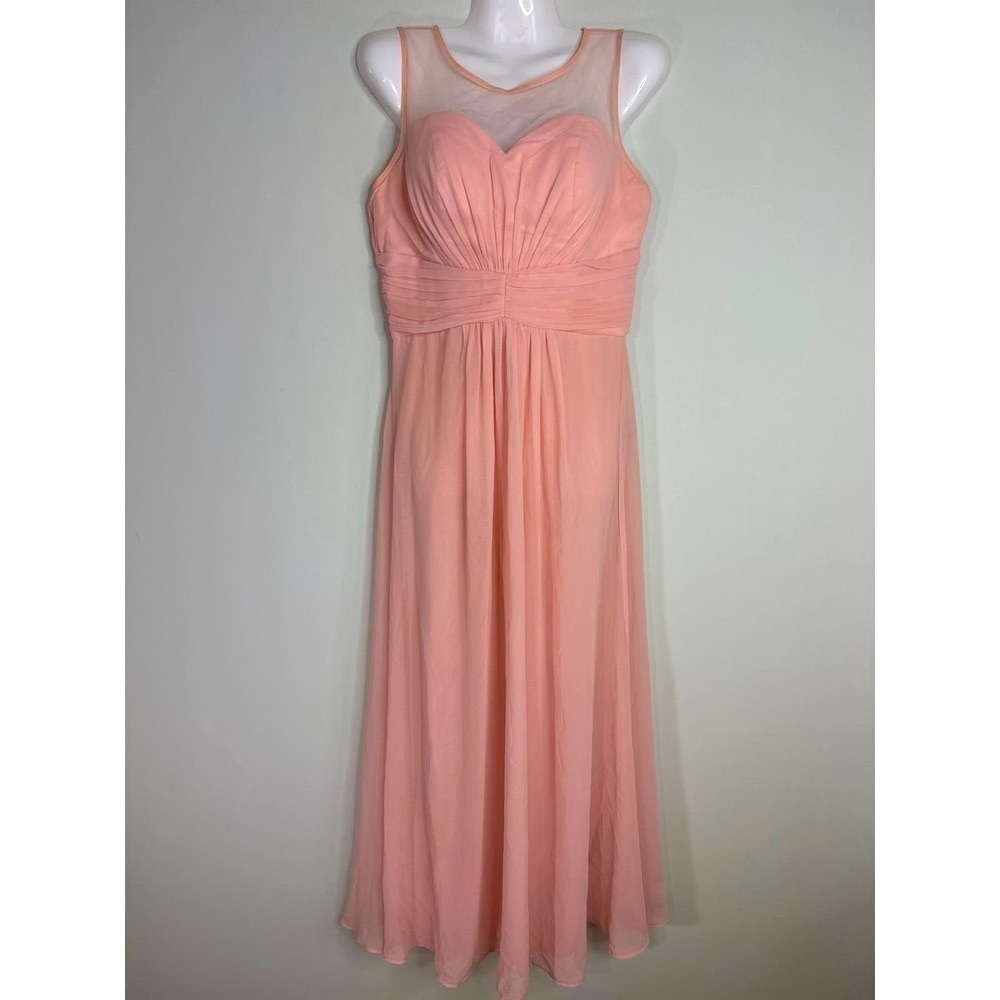 Ever Pretty Women's Empire Waist‎ Peach Midi Dress Sz.6